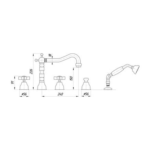 Смеситель MIGLIORE Princeton ML.PRN-880.CSCR для ванны/душа - состареный хром  - Вид №4