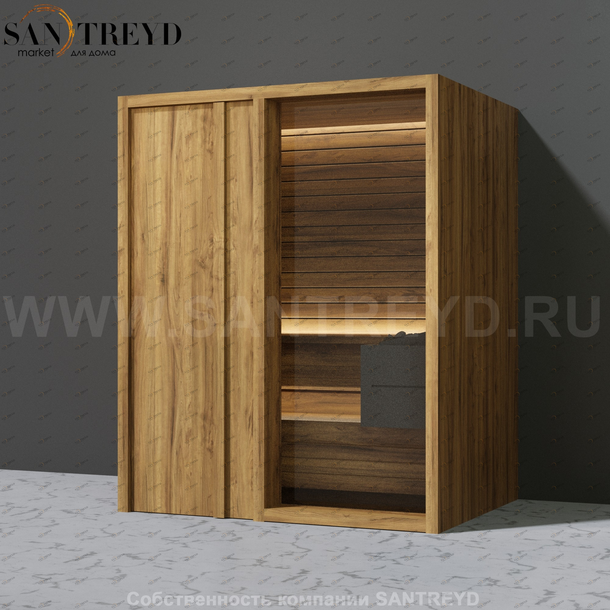 Effegibi YOKU.D45 SA.70200024 Сауна с левой дверью. Мощность: 4,5 кВт макс. Размеры: длина 174 см, ширина 132 см. Отделка: термообработанное дерево SA70200024