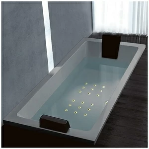 Ванна Gruppo treesse Quadra 199 V073C-DX-SEZ серая с золотой фурнитурой и аэромассажем прямоугольная встроенная правая