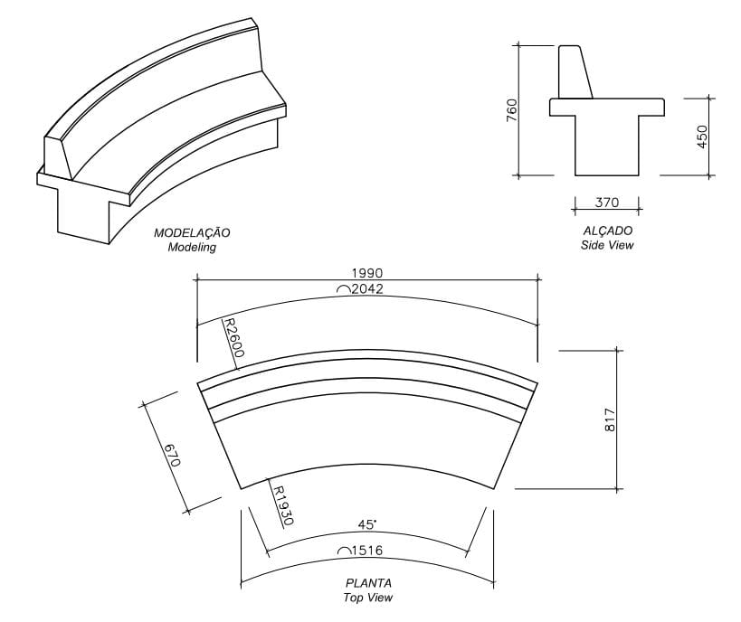 Изогнутая бетонная скамья amop Wise ARCH-00098035 - Вид №3