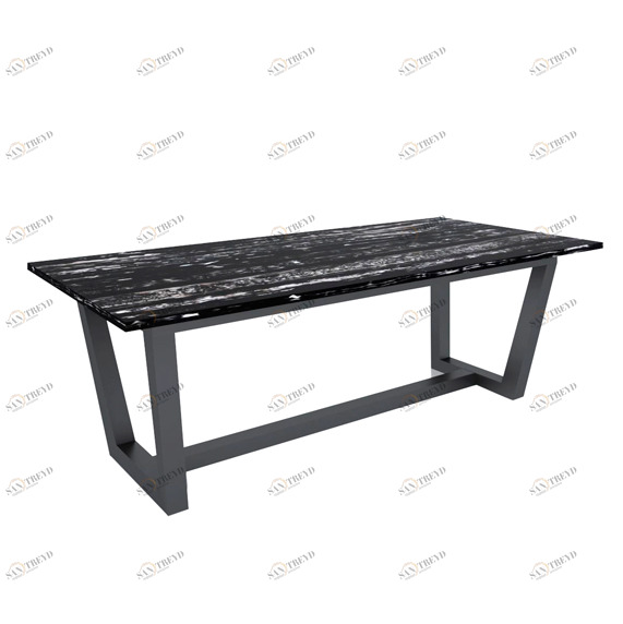Обеденный стол черный с мраморной столешницей 200 см "Мингус" АЛЕТАН  350924 Черный 
