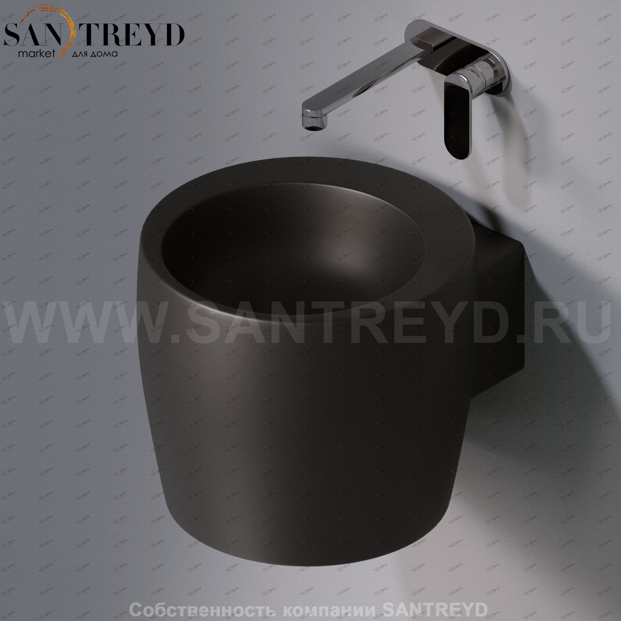 L102T0R0V1.105 Подвесная раковина настенная круглая A. e T. Italia SPOT черная AeT ITALIA TOTEM