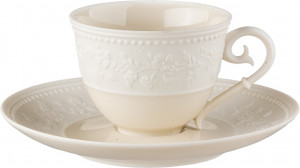 10523394 JL Coquet Чашка для мокко с блюдцем 90мл "Джорджия Айвори" Фарфор