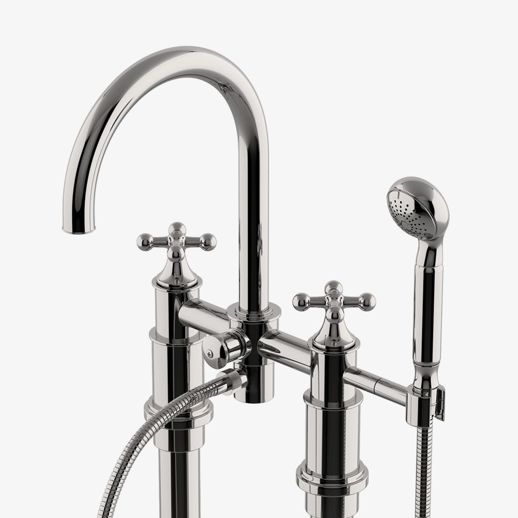 DSXT60 Напольный наполнитель для открытых ванн с металлическим ручным душем и поперечными ручками Waterworks Dash - Вид №1