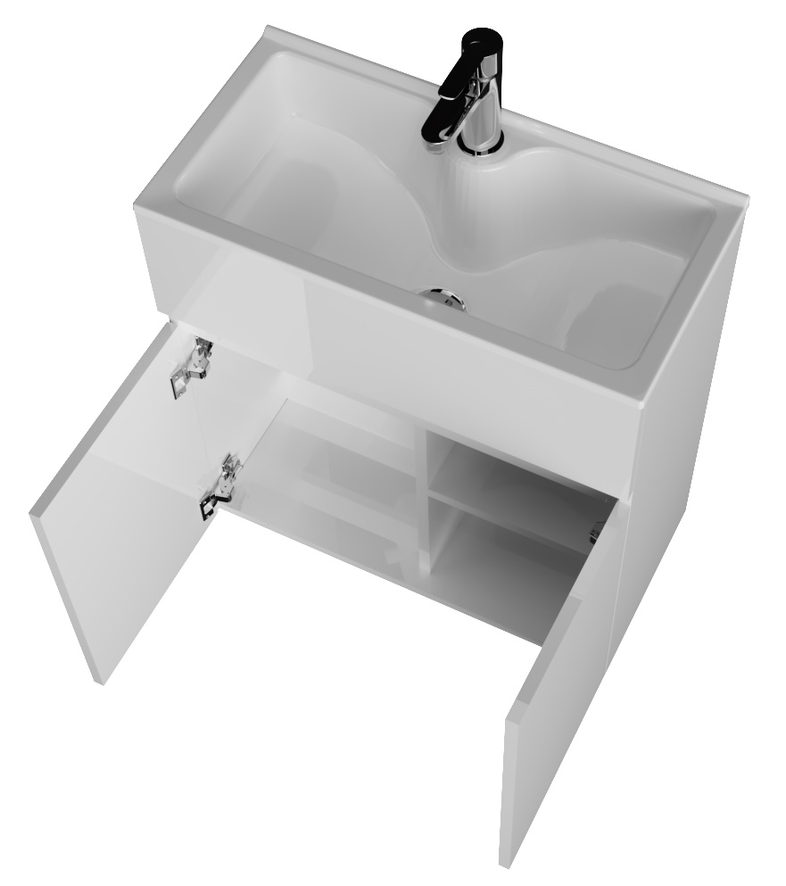 У83301 Тумба с раковиной Mira 60Н 2д. Белый глянец 1 Marka MIRA