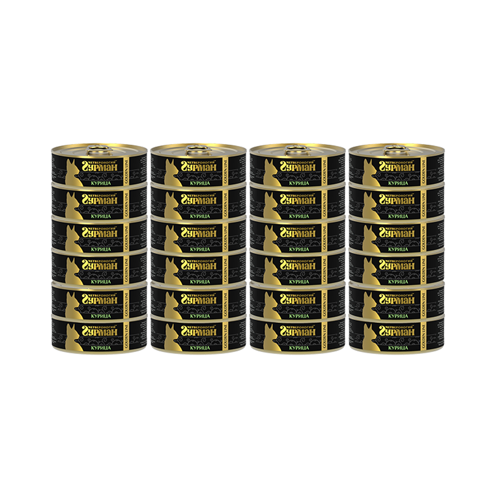 ПР0019281*24 Корм для кошек Курица натуральная в желе конс. 100г (упаковка - 24 шт) ЧЕТВЕРОНОГИЙ ГУРМАН 