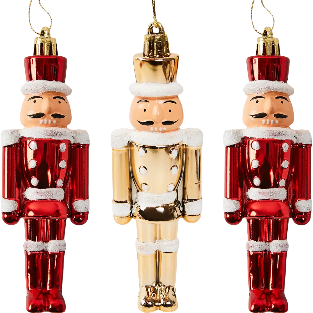 87036536 Елочная игрушка Щелкунчик 12.8x12.3 цвет красный 3 шт. STLM-1357069 Santreyd 