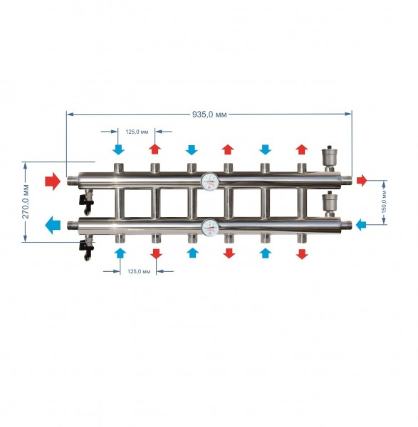 Купить Распределительный коллектор 85 кВт, 7 контуров Прокситерм GK327 - Вид №3