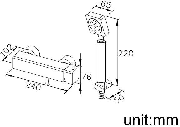 JUSTIME Настенная лейка душа из хромированной латуни с гибким шлангом Mark 6909-93-81cp - Вид №1
