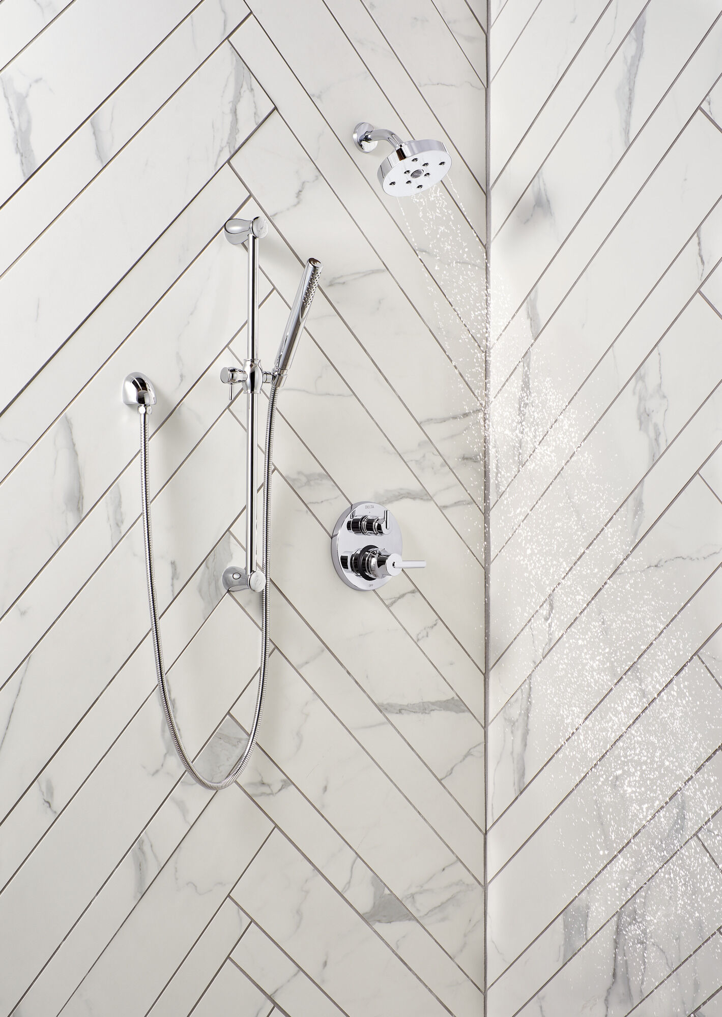 T24859 Трим клапана Contemporary Two Handle Monitor® серии 14 со встроенным переключателем на 3 положения Delta Faucet Delta Хром - Вид №4