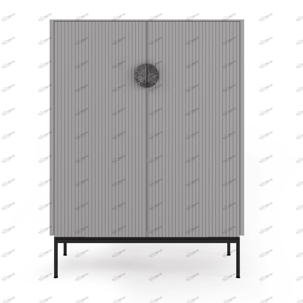 Шкаф двухдверный светло-серый низкий Uno BRAGIN DESIGN LIVING 00-3974668 Серый
