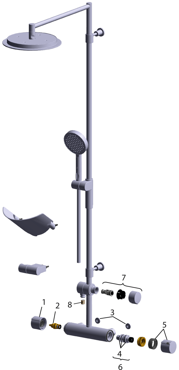 Oras 2892 Смеситель с верхним душем rain shower 2892 Cubista Хром  - Вид №5