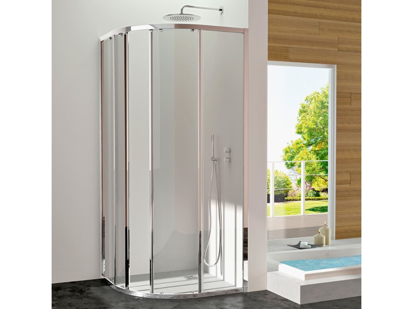 Алюминиевый и стеклянный угловой полукруглый душ с раздвижной дверью CSA Box Doccia Giada ARCH-00152770