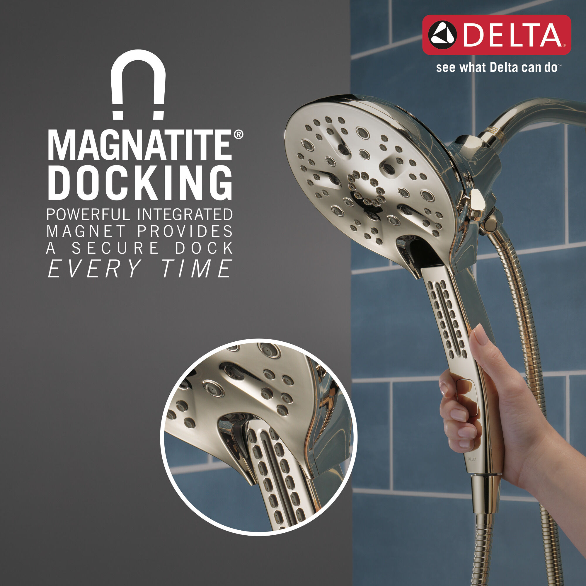58620-PN25-PK In2ition® H2Okinetic® Душ два в одном с 5 настройками Delta Faucet Universal Showering Полированный никель  - Вид №2