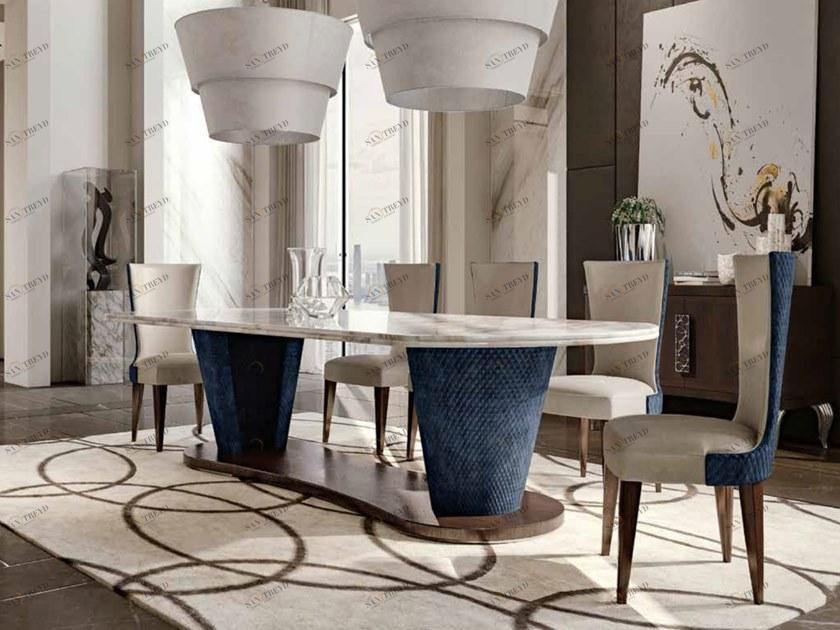 Valderamobili Овальный обеденный стол из мрамора и ткани Aura Aug