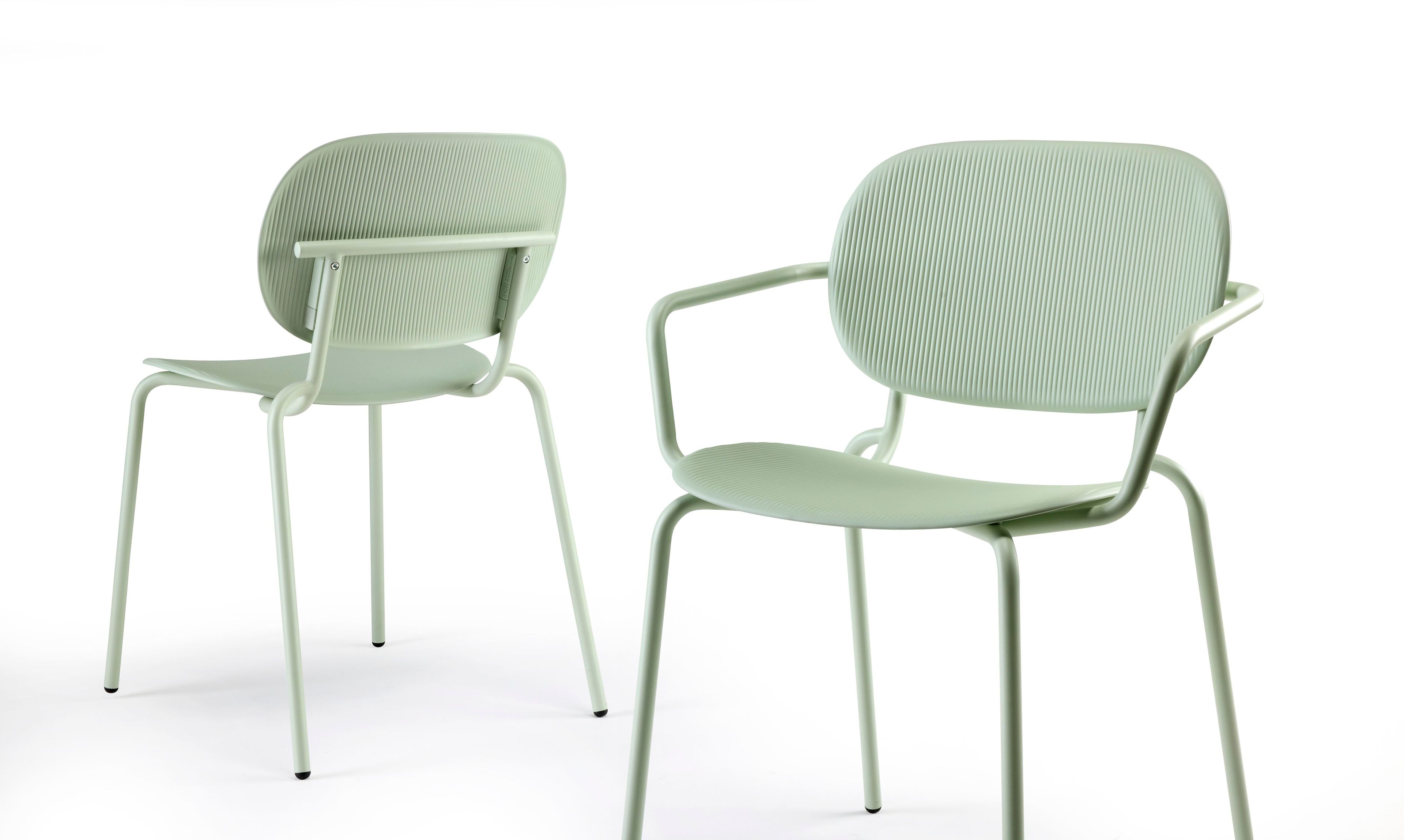 Кресло из переработанного инженерного пластика со стальной рамой и подлокотниками S-CAB Si-Si ARCH-00021902 - Вид №3