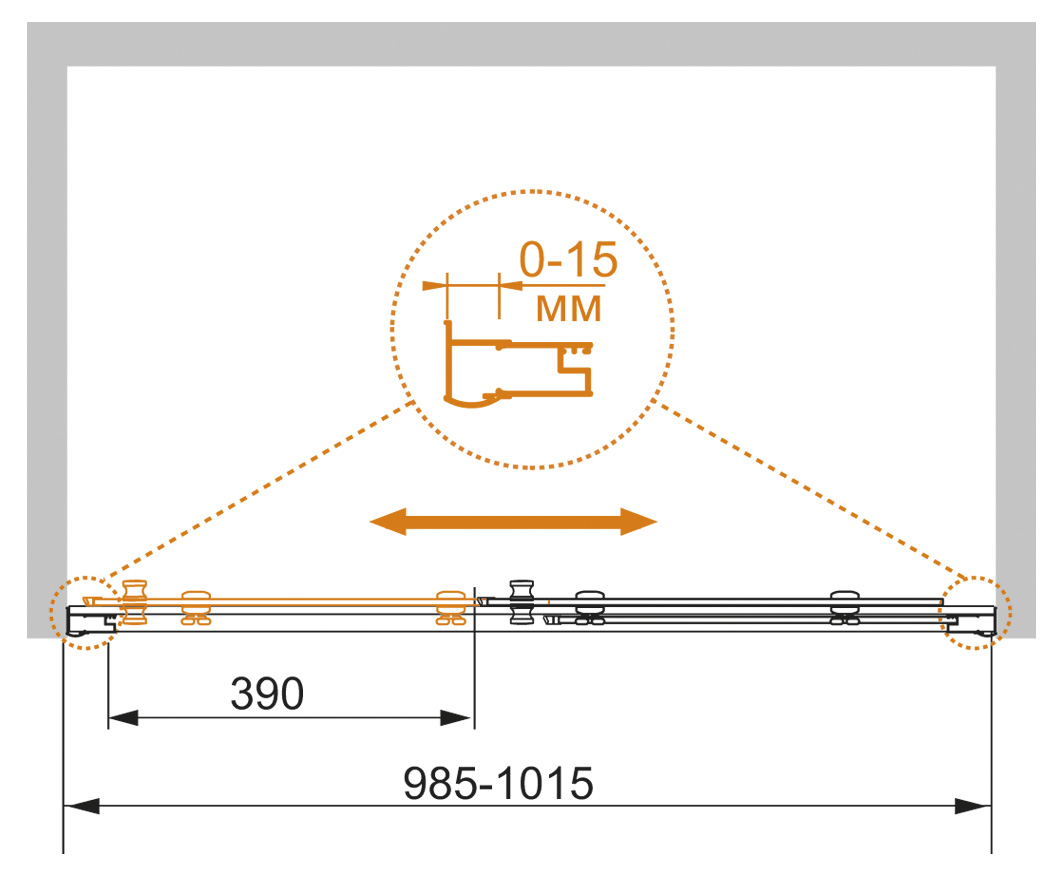 Душевая дверь в нишу CEZARES PRATICO-BF-1-100-C-Cr - Вид №6