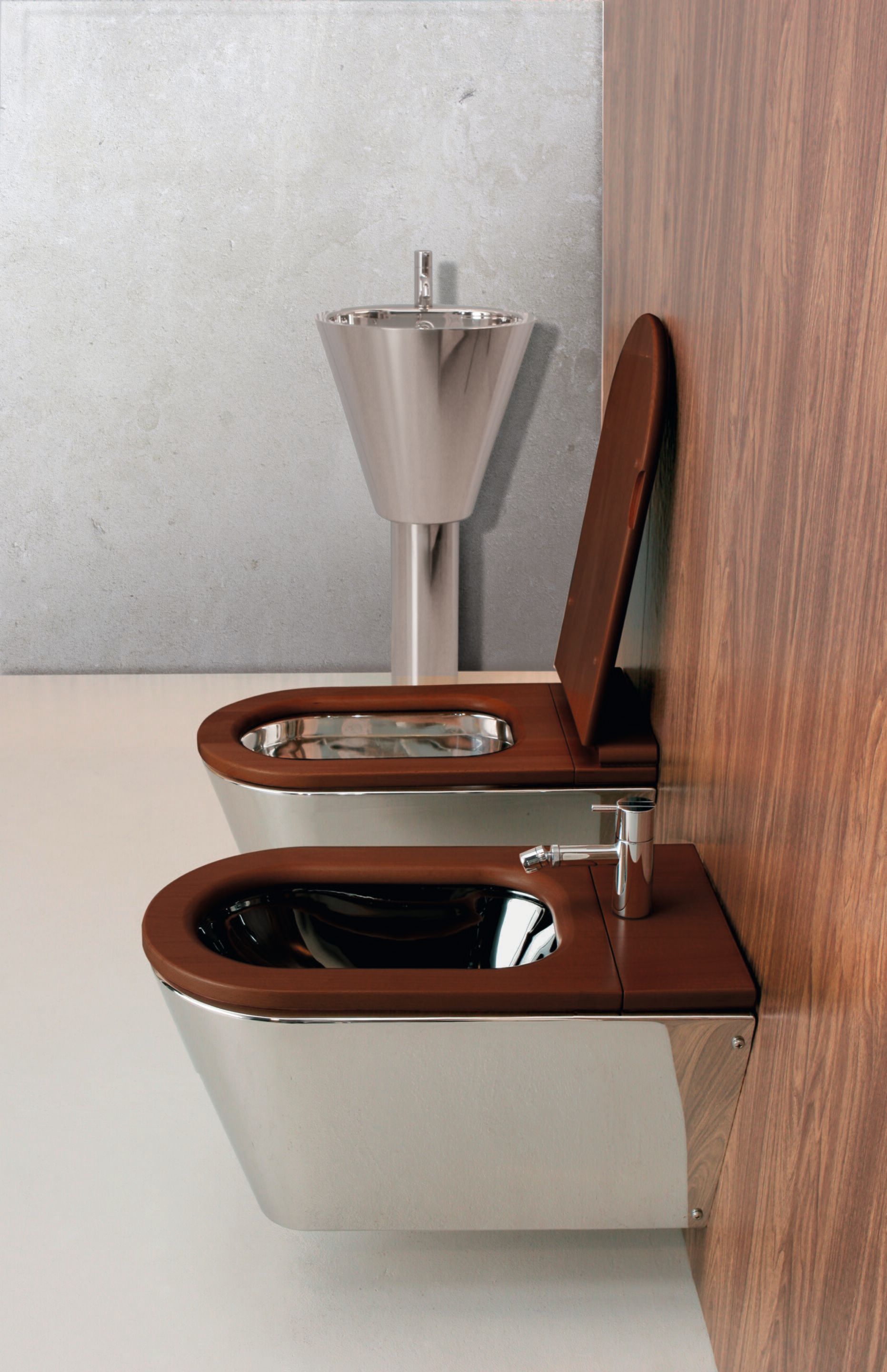 Подвесной туалет из нержавеющей стали и дерева Rapsel John &amp ARCH-00099223 - Вид №2