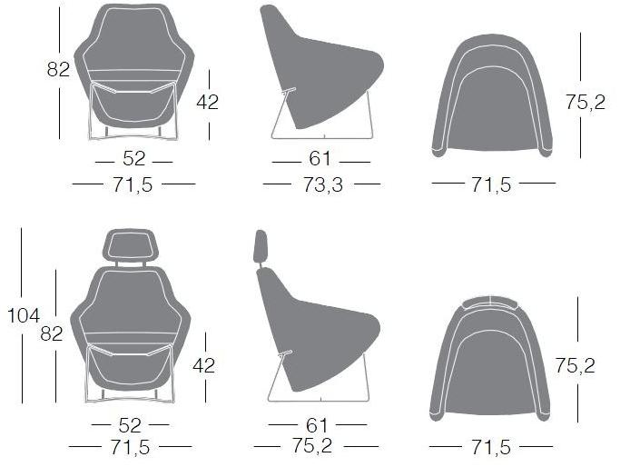 Segis Кресло на санках из ткани с подлокотниками  I144  - Вид №5