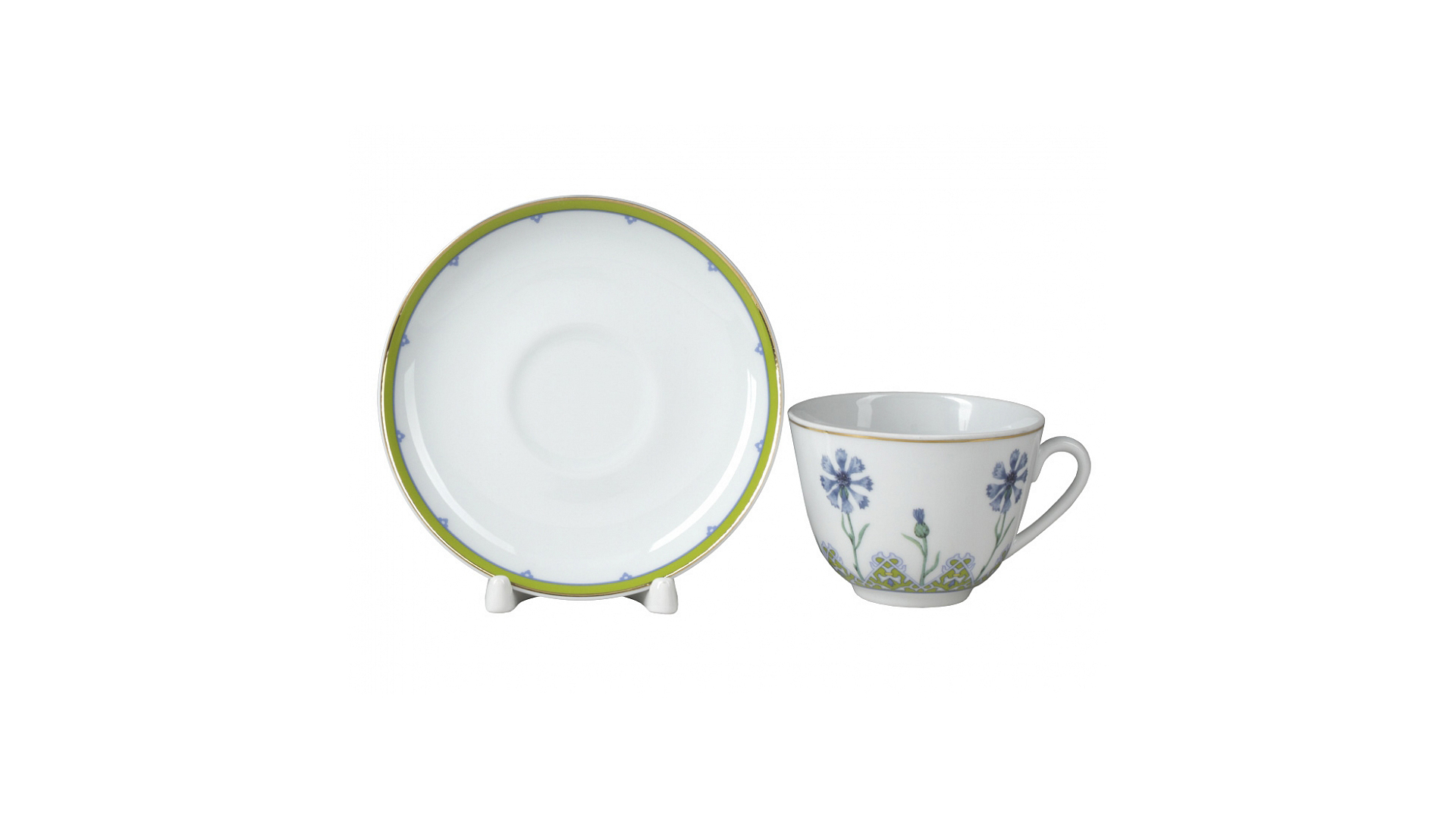 10622284 Императорский фарфоровый завод Чашка чайная с блюдцем "Небесно-голубой василек" "Весенняя" Фарфор твердый  - Вид №1