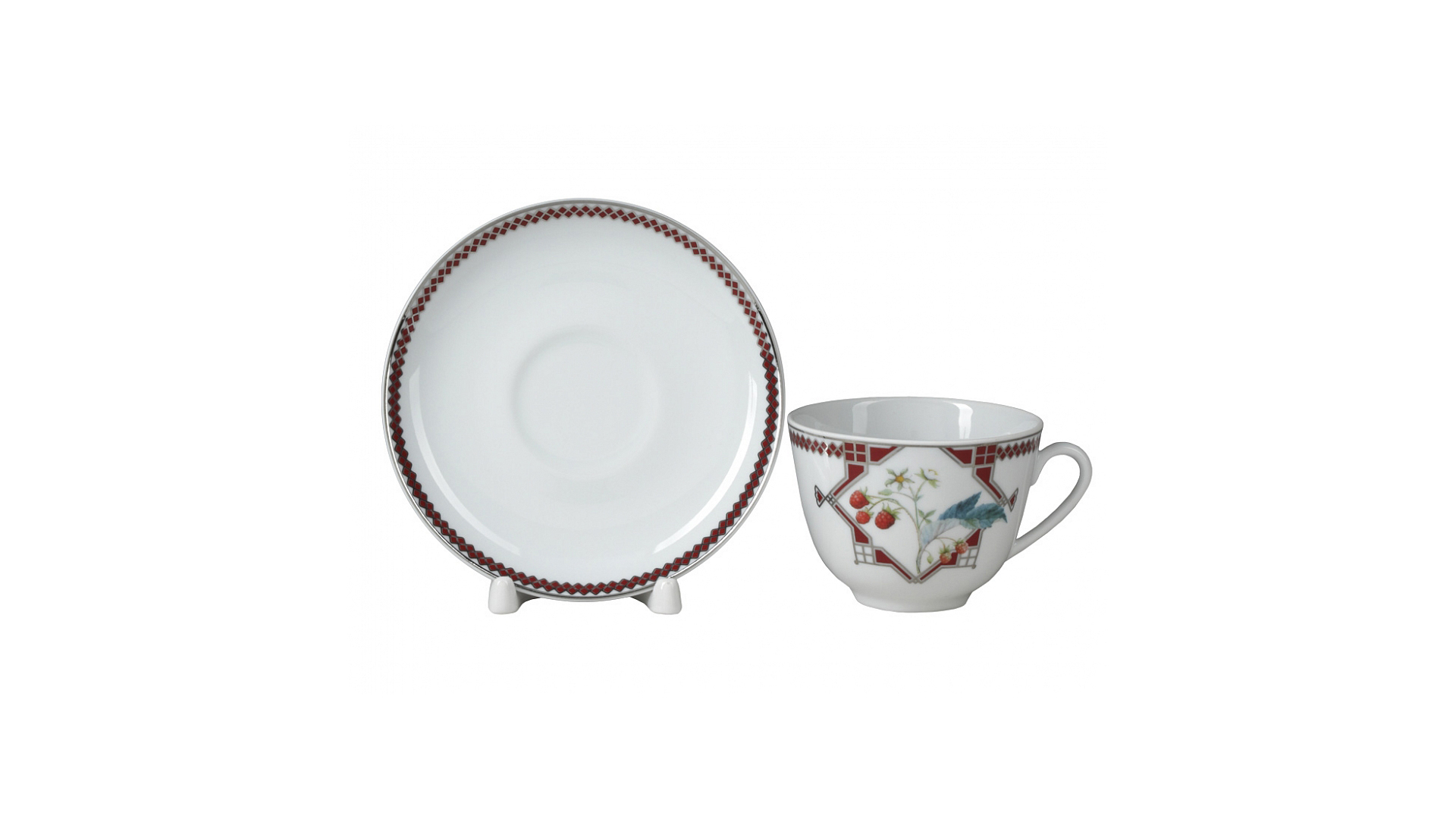 10622287 Императорский фарфоровый завод Чашка чайная с блюдцем "Сладкая малина" "Весенняя" Фарфор твердый  - Вид №1