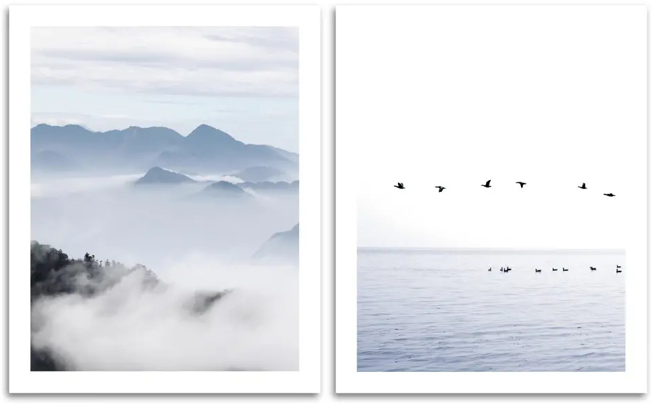 Santreyd Постер «Птицы в тумане» — набор из 2 картин для интерьера 87794374