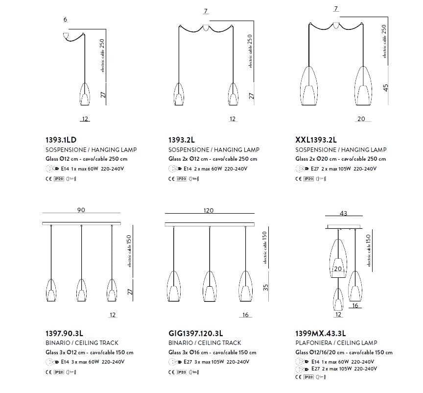 Металлический подвесной светильник из боросиликатного стекла Cangini & Tucci флейта ARCH-00030198 - Вид №9