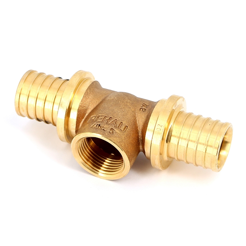 Тройник надвижной латунный REHAU 40 с внутренней резьбой на боковом проходе 456300 - Вид №1