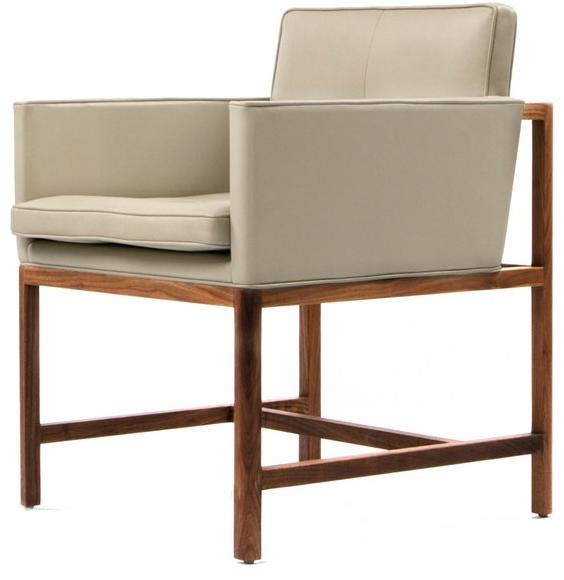 BassamFellows Мягкое кожаное кресло с подлокотниками Wood frame dining Cb-540 - Вид №1