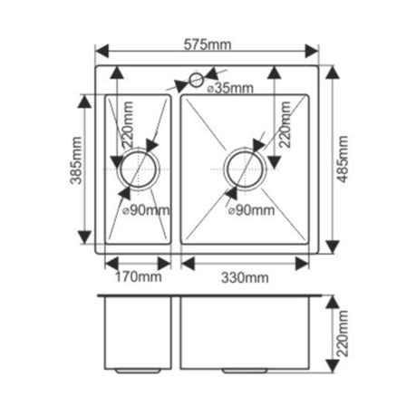 Мойка H575485S MELANA ProfLine 3,0/200 САТИН врезная прямоугольная с коландером H575485S H575485S сатин - Вид №2