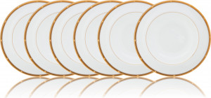 10665390 Noritake Набор из 6 тарелок обеденных Noritake "Рочель,золотой кант" 27см Фарфор костяной