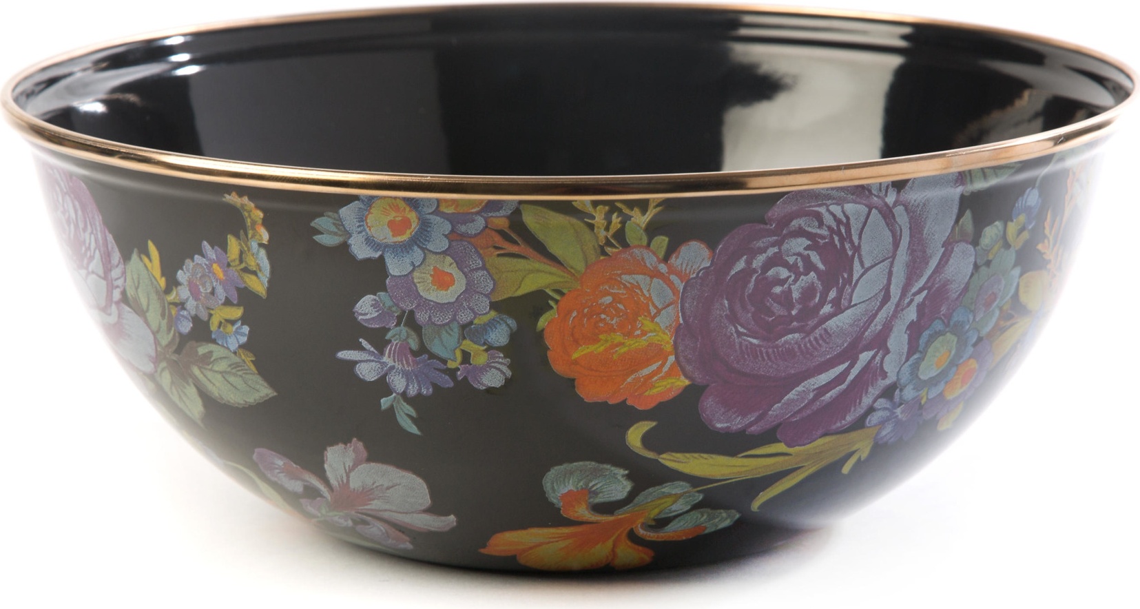 10654526 Mackenzie-Childs Салатник средний 24см (черный) Flower Market Сталь 