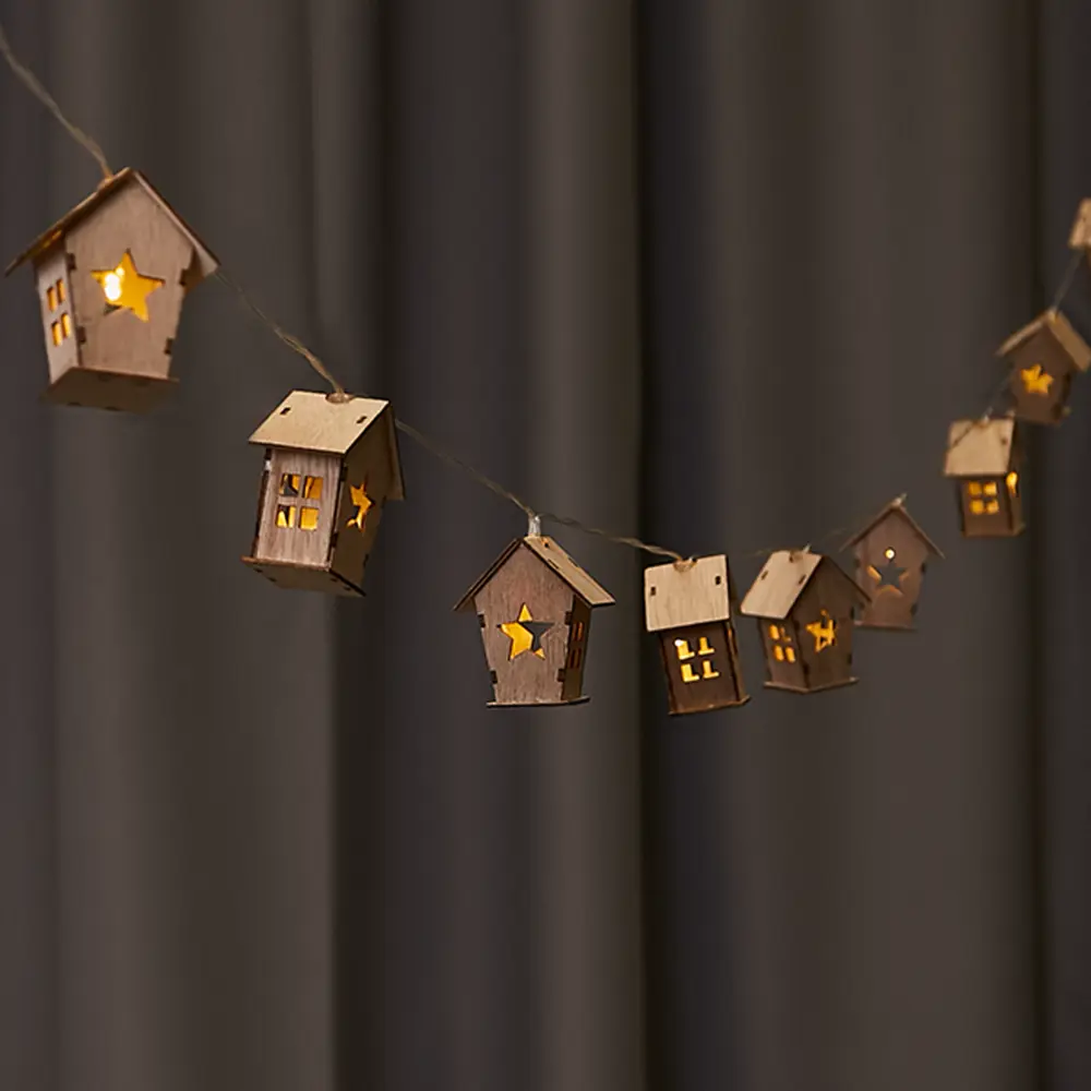 88943037 Электрогирлянда Деревянный домик 1 м теплый белый свет STLM-0951519 Santreyd  - Вид №12