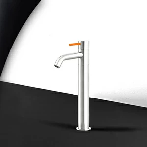 Смеситель для раковины сталь глянцевая с оранжевой ручкой Toki Radomonte TKS3LCIL14