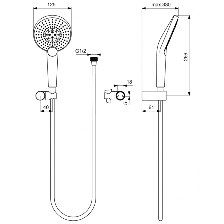 B1765AA Душевой комплект для душа Ideal Standard IDEALRAIN EVO JET  - Вид №1