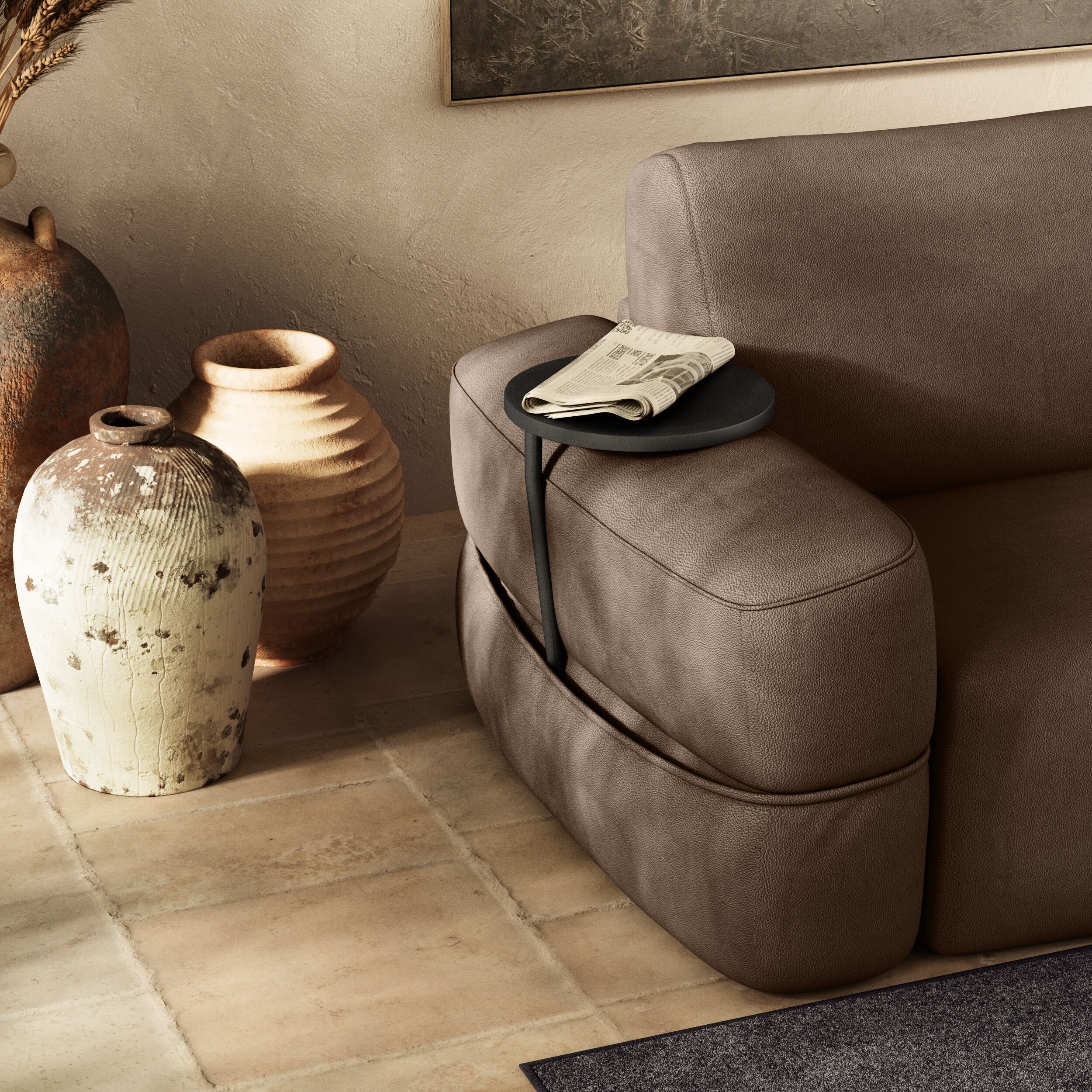 Кожаный диван-кровать с полуостровом Natuzzi Italia EASY ARCH-00135715 - Вид №2