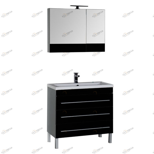 Комплект мебели Aquanet Верона 90 черный (напольный 3 ящика) 00178539