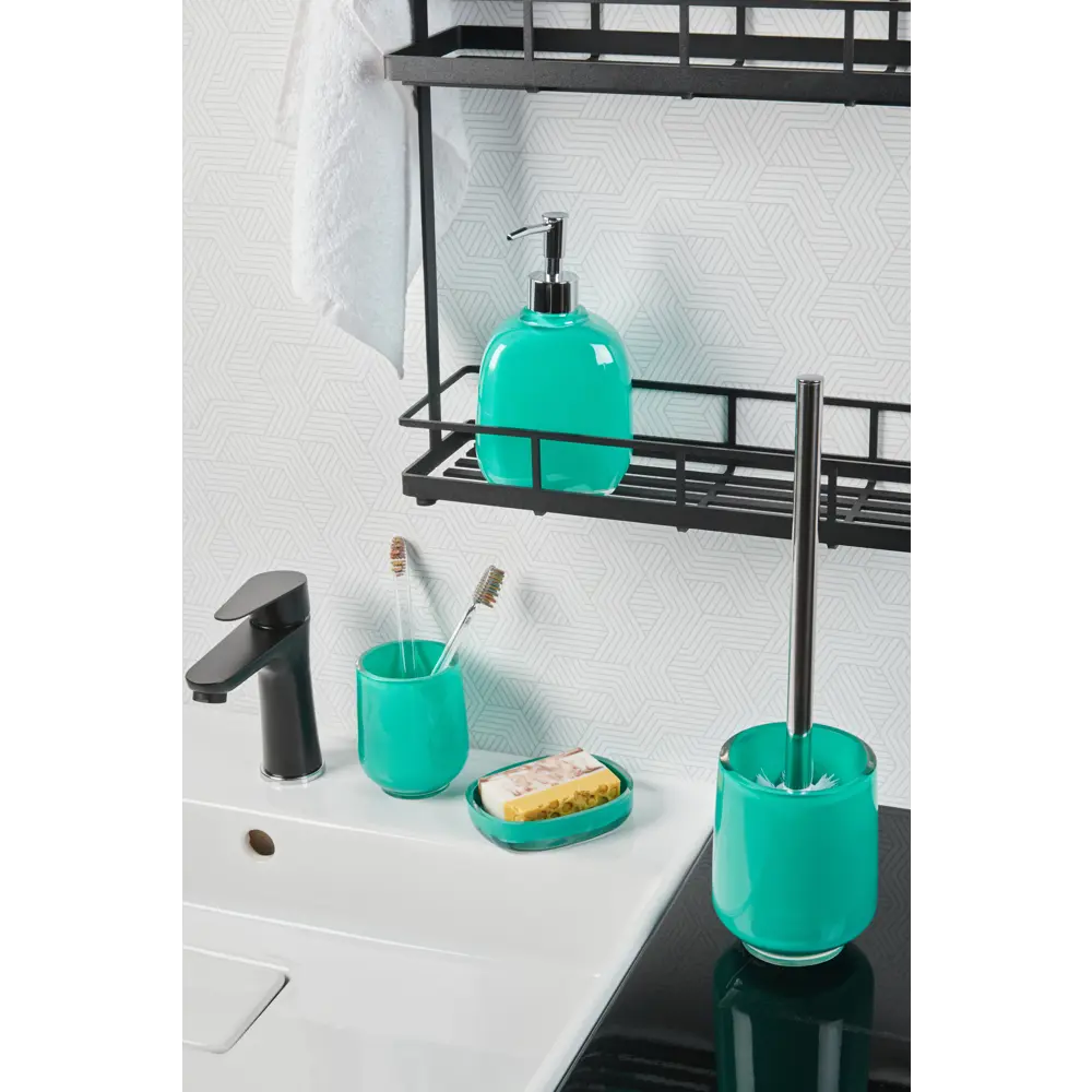 Стакан для зубных щёток Vidage Brilliante полирезин цвет зелёный бирюзовый STLM-2197844 - Вид №2