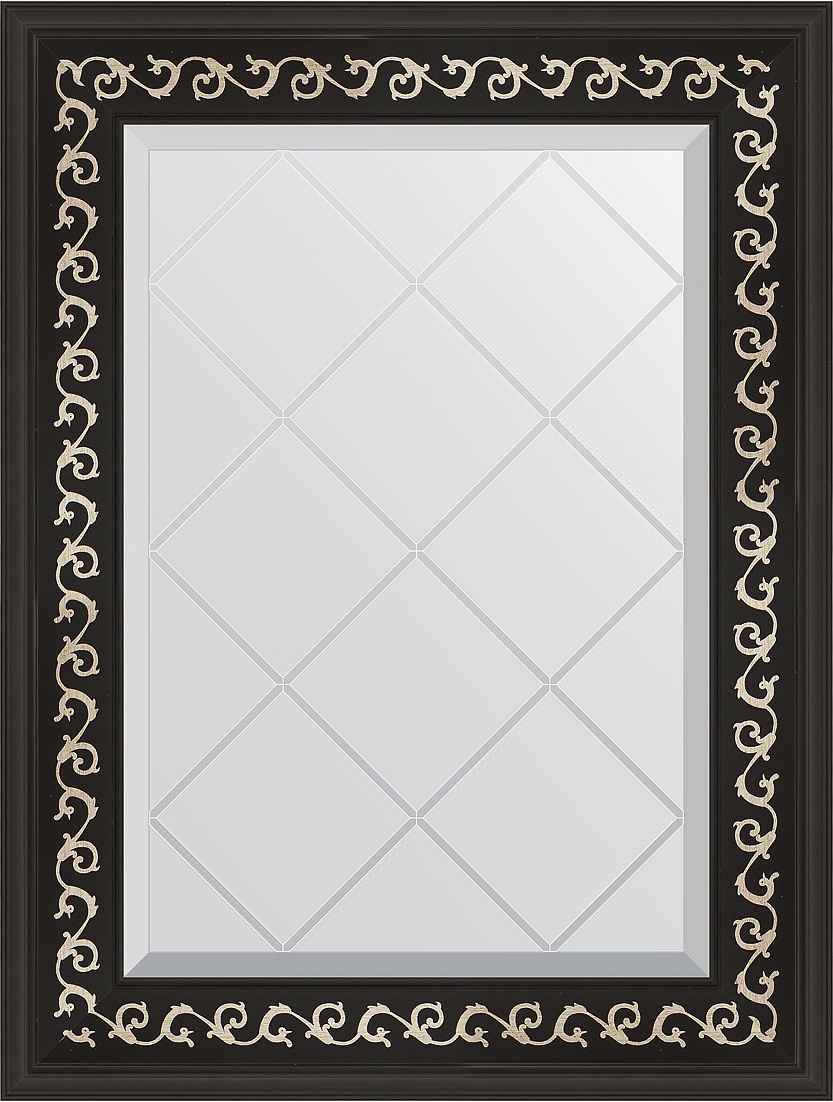 BY 4010 Зеркало с гравировкой в багетной раме - черный ардеко 81 mm EVOFORM Exclusive-G