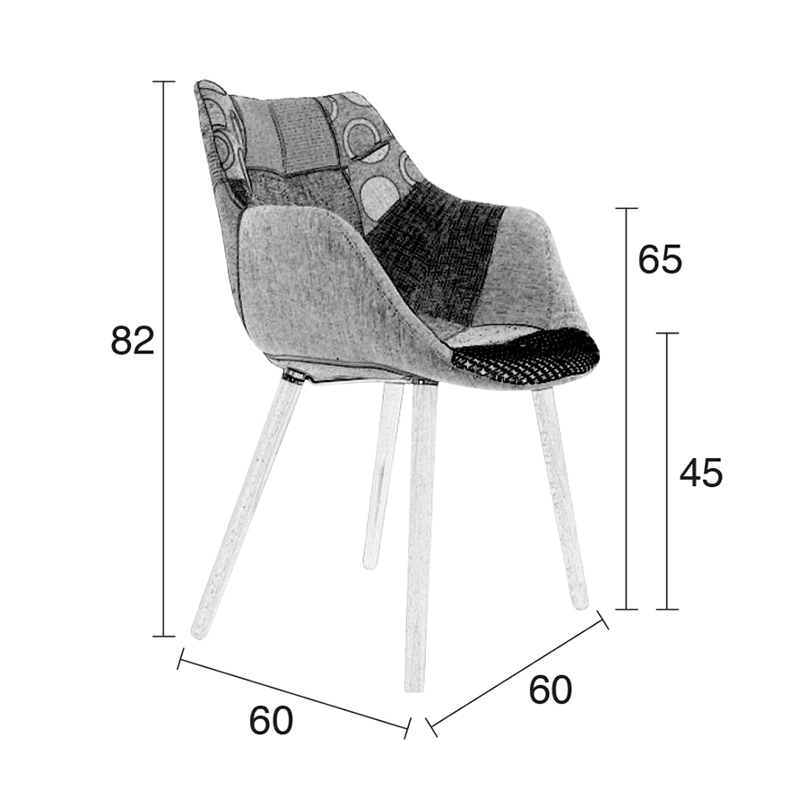 Кресло Twelve Patchwork серое Zuiver 1100267 - Вид №7