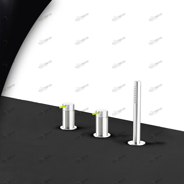 Смеситель для ванны глянцевая сталь с зеленой ручкой Toki Radomonte TKI14LCIL23