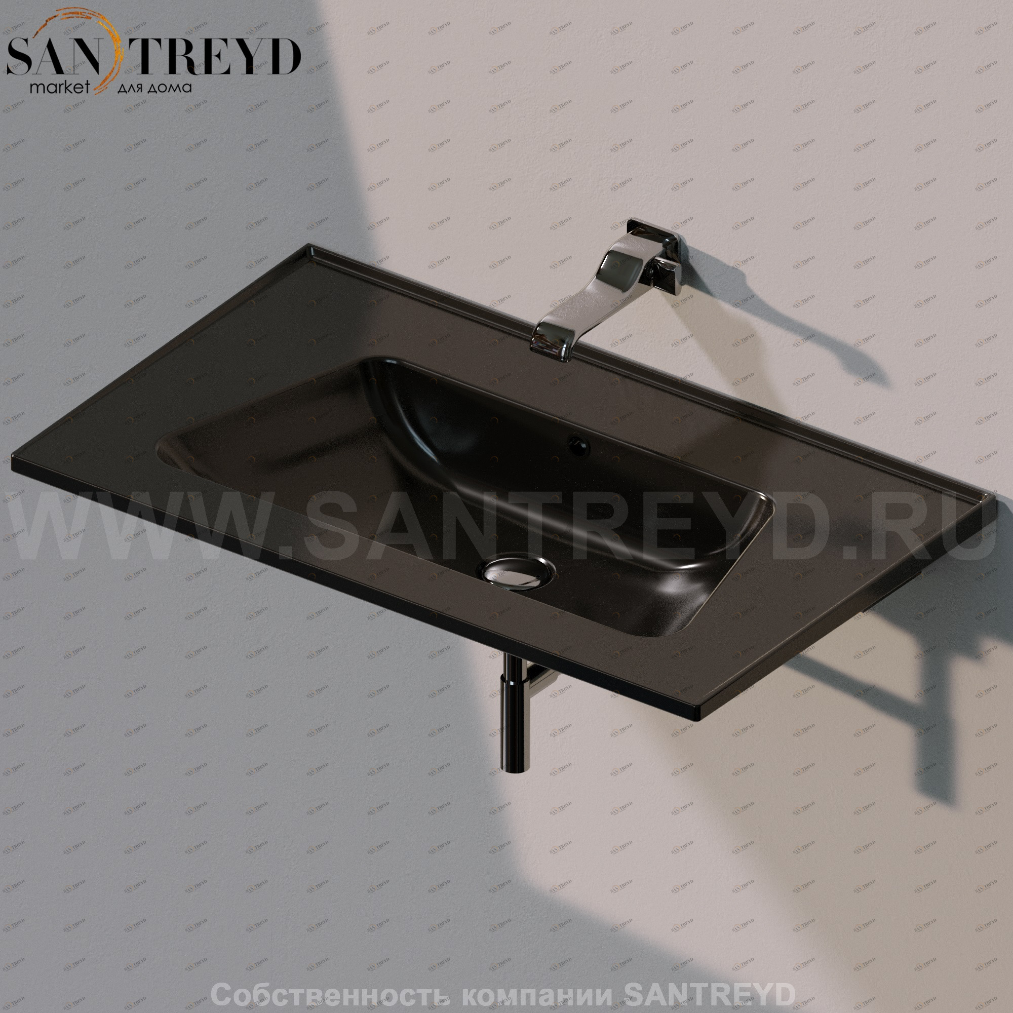 BM85L9017 Подвесная раковина настенная прямоугольная Ceramica Flaminia Bloom черная