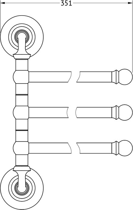STI 211 Держатель полотенец поворотный тройной 35 cm 3SC STILMAR GOLD Treesseci 3SC - Вид №1