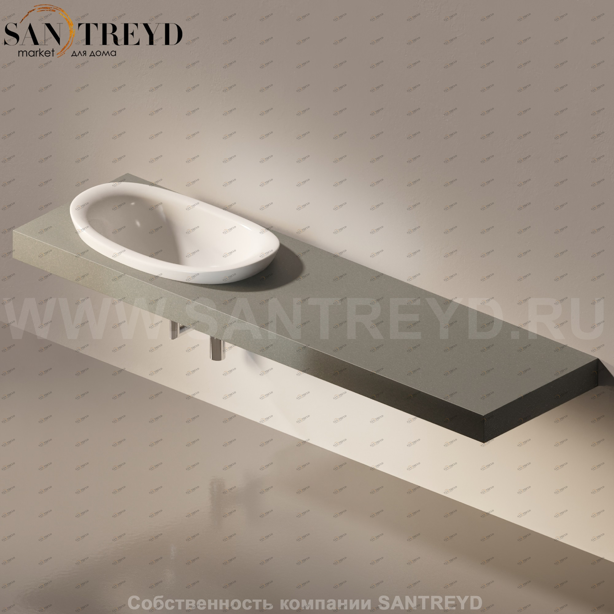 Flaminia IO e SI Столешница с отверстием под раковину от 100 до 250 см серая IO75M4.7037 Ceramica Flaminia IO75M47037