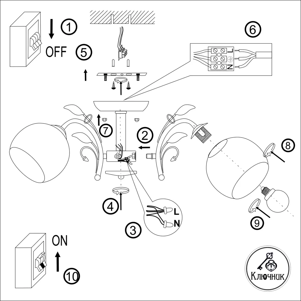 Люстра КЛЮЧНИК «Меренга» - современная 5-рожковая потолочная для гостиной 82308271 STLM-0024345 - Вид №12