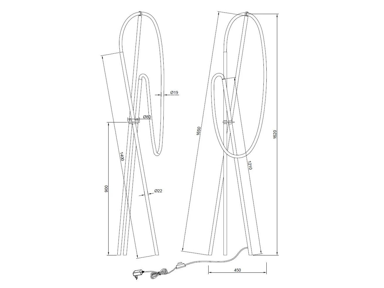 Алюминиевый светодиодный торшер Maytoni CROCHET ARCH-00113672 - Вид №4