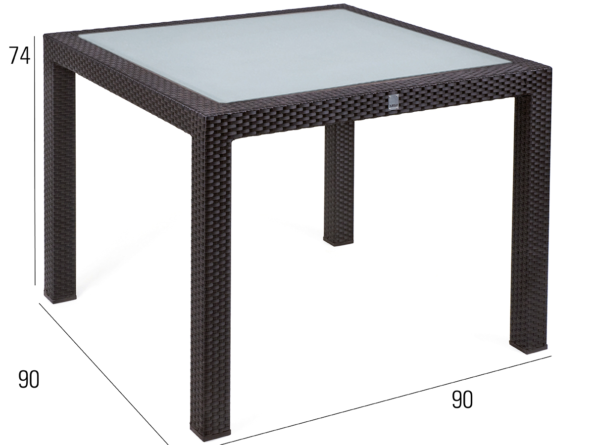 68.00.0108 Стол Bellini Mocca - стеклянная столешница - 90 x 90 Mbm  - Вид №2