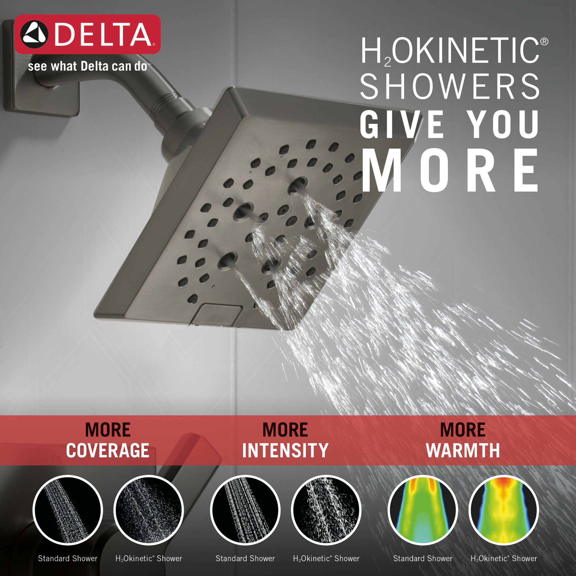 T14299-KS Накладка для душа Monitor® 14 серии H2Okinetic® Delta Faucet Pivotal Черный нержавеющий  - Вид №1