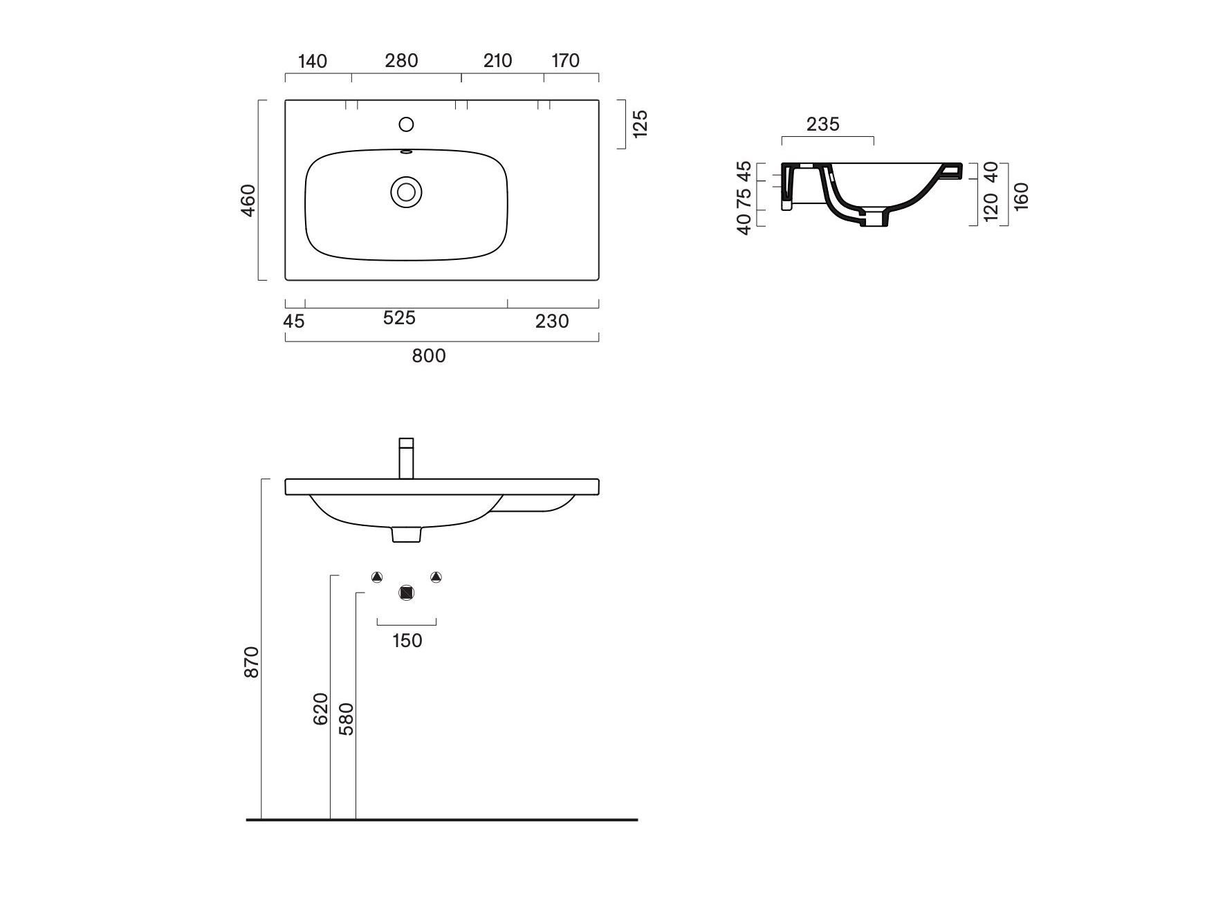 Прямоугольная одиночная раковина CERAMICA CATALANO Alvea ARCH-00026576 - Вид №1