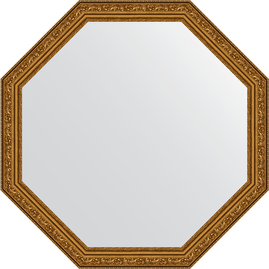 BY 3690 Зеркало в багетной раме - виньетка состаренное золото 56 mm EVOFORM Octagon